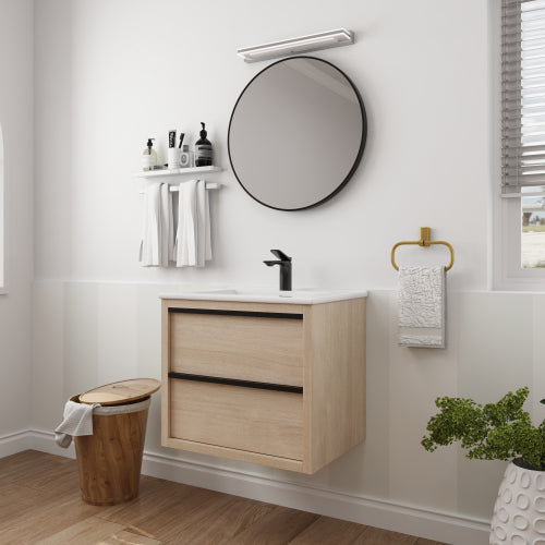 24" Bathroom Vanity with 2 Soft Close drawers, White Ceramic Basin