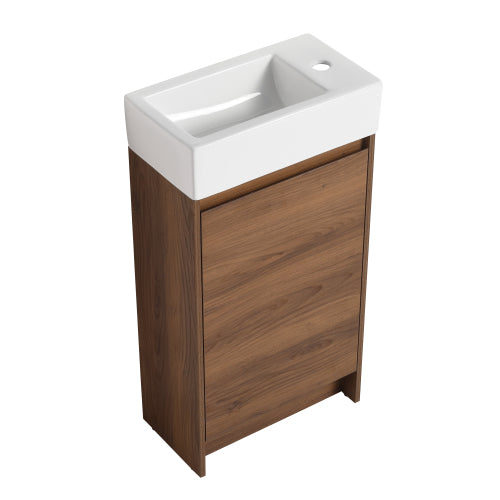 18" Freestanding Bathroom Vanity With Single Sink, Soft Closing Doors, Suitable For Small Bathrooms