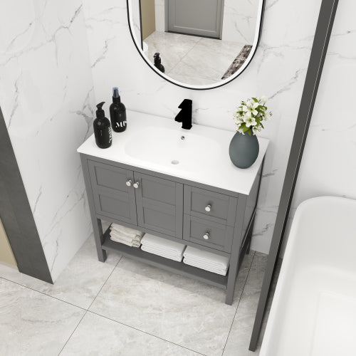 36 inch Bathroom Vanity With Soft Close Drawers and Gel Basin
