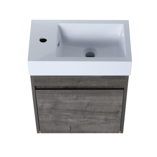 18'' Floating Wall-Mounted Bathroom Vanity with White Resin Sink & Soft-Close Cabinet Door