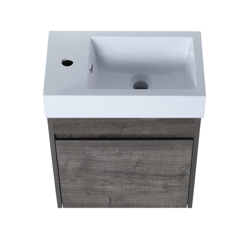 18" Floating Wall-Mounted Bathroom Vanity with White Resin Sink & Soft-Close Cabinet Door