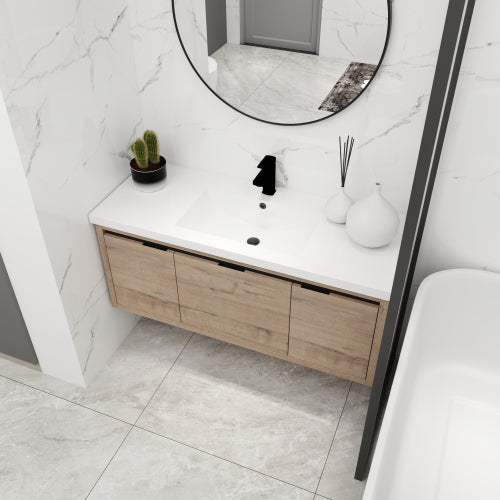 48 Inch Bathroom Cabinet With Sink,Soft Close Doors and Drawer,Float Mounting Design