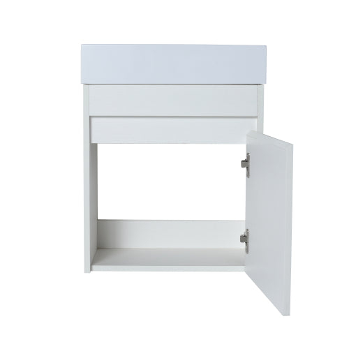 18" Floating Wall-Mounted Bathroom Vanity with White Resin Sink & Soft-Close Cabinet Door