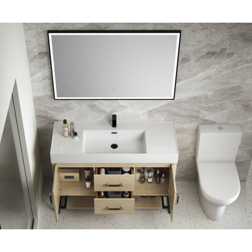 30" Bathroom Vanity With White Ceramic Basin and Adjust Open Shelf