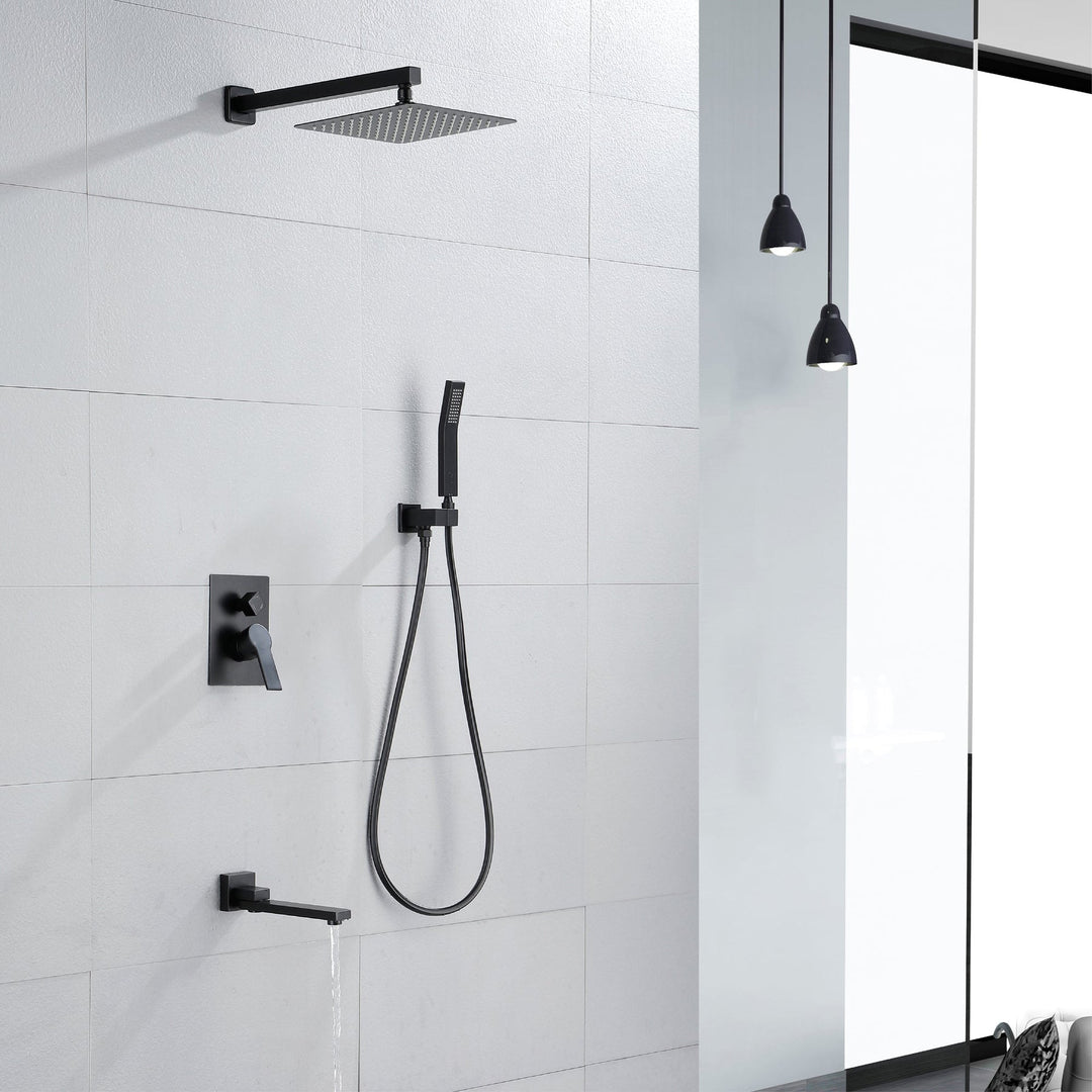 10 inch/ 12 inch 3-way Mixer  Rainfall Shower Head Faucet Tub Spout Tap with Handheld Spray