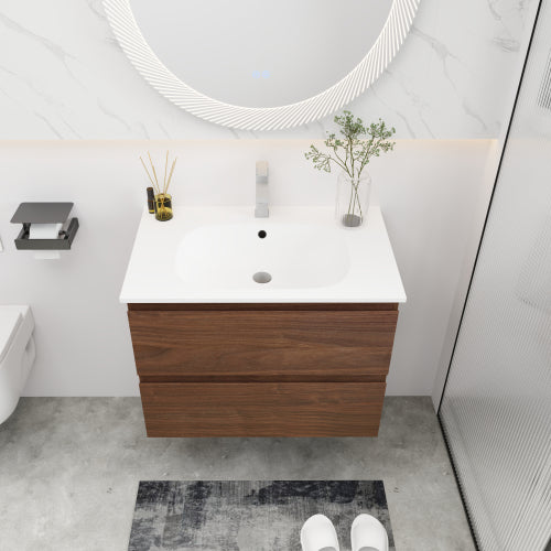 30" Bathroom Vanity With Gel Basin Top