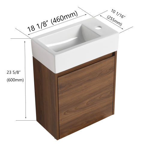 18 Inch Floating Small Bathroom Vanity With Single Sink, Suitable For Small Bathroom