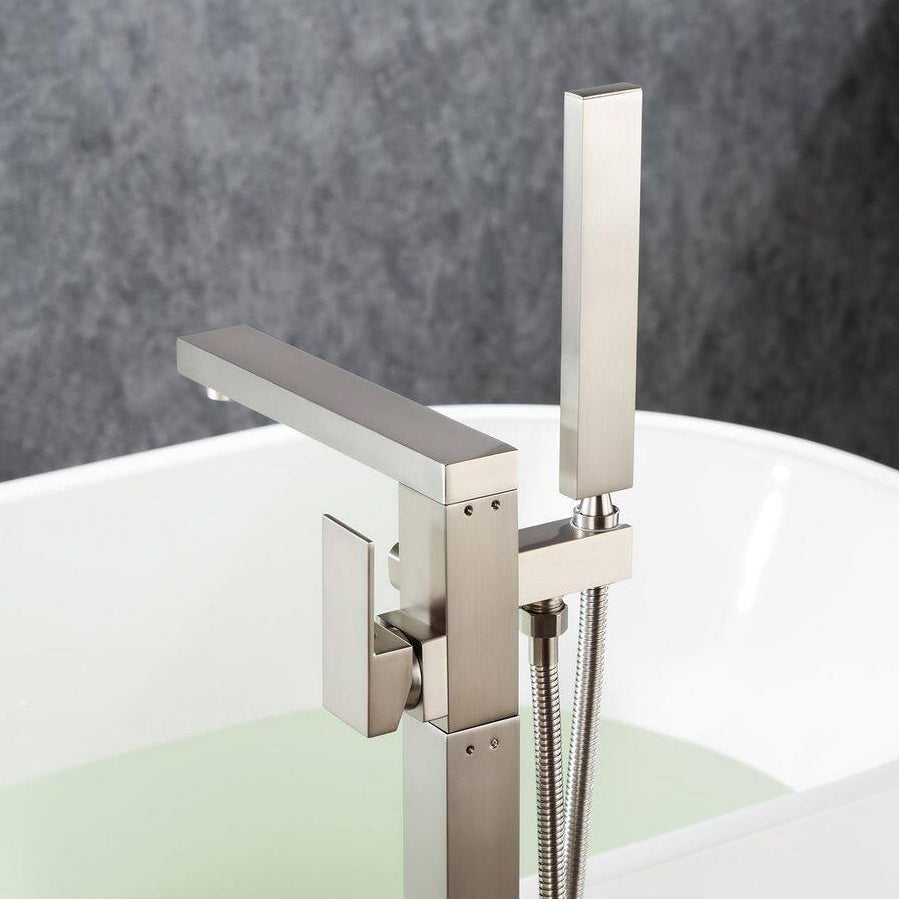 Freestanding Single Handle Bath Tub Filler Faucet with Hand Shower