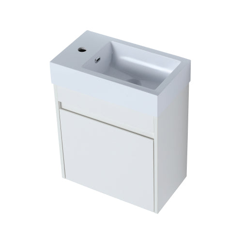 18" Floating Wall-Mounted Bathroom Vanity with White Resin Sink & Soft-Close Cabinet Door