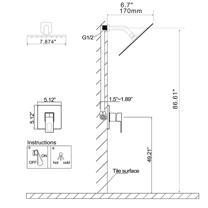 Shower Head Spray Built-In Shower System