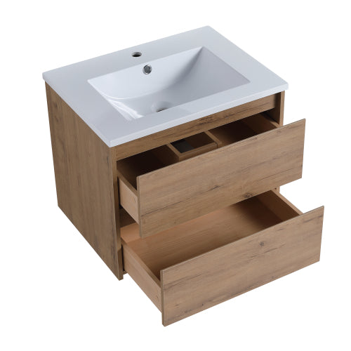 24" Bathroom Vanity with Ceramic Sink and 2/3 Soft Close drawers
