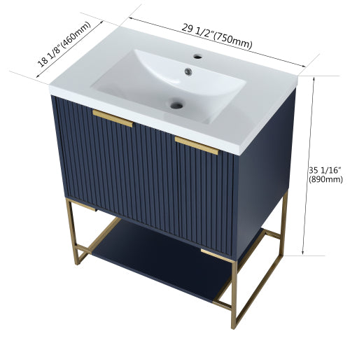 30" Freestanding Bathroom Vanity With Resin Basin