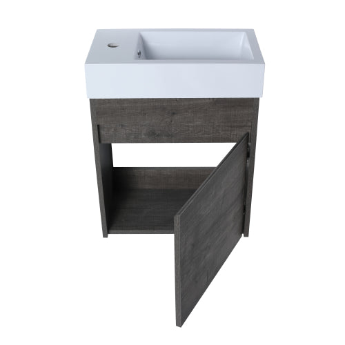 18" Floating Wall-Mounted Bathroom Vanity with White Resin Sink & Soft-Close Cabinet Door