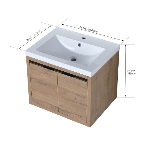 24" Bathroom Cabinet With Sink,Soft Close Doors,Float Mounting Design For Small Bathroom