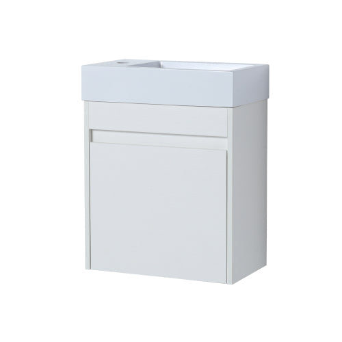 18" Floating Wall-Mounted Bathroom Vanity with White Resin Sink & Soft-Close Cabinet Door