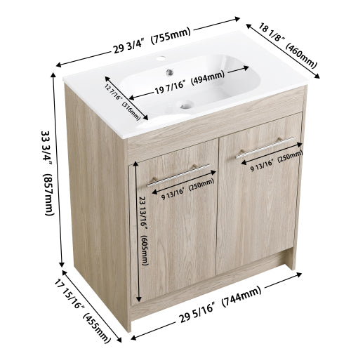 30" Freestanding Bathroom Vanity