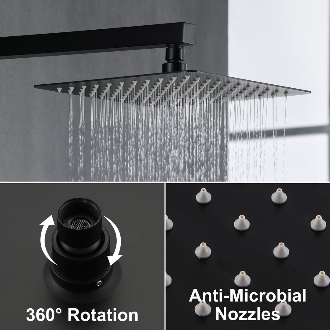 10 inch/ 12 inch 3-Spray Patterns with 1.8 GPM Wall Mount Dual Shower Heads with Waterfall Spout