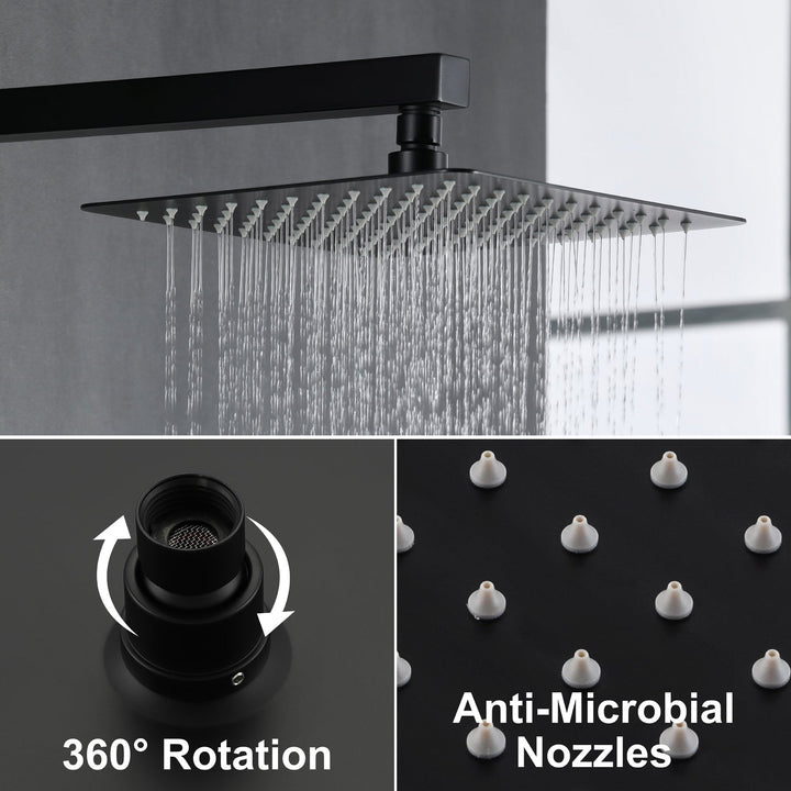 10 inch/ 12 inch 3-Spray Patterns with 1.8 GPM Wall Mount Dual Shower Heads with Waterfall Spout