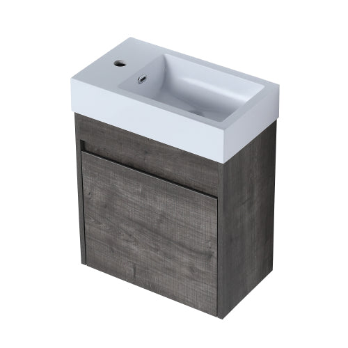 18" Floating Wall-Mounted Bathroom Vanity with White Resin Sink & Soft-Close Cabinet Door