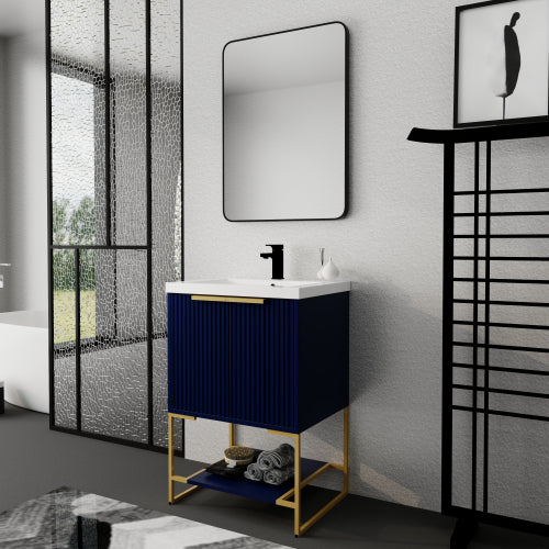 24 Inch Freestanding Bathroom Vanity With Resin Basin