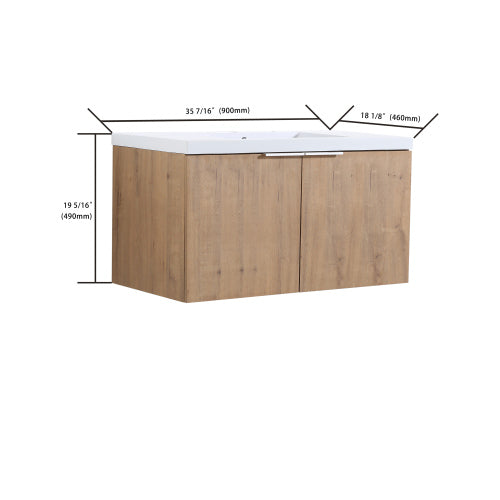 36" Modern Design Float Mounting Bathroom Vanity With Sink Soft Close Door