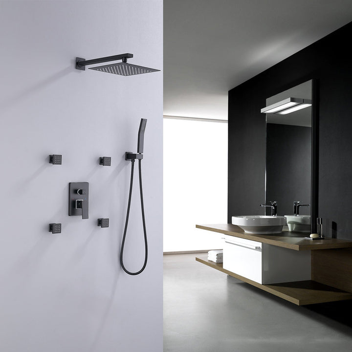 10 inch Shower Faucet Set with 4 PCS Shower Body Sprayer Jets