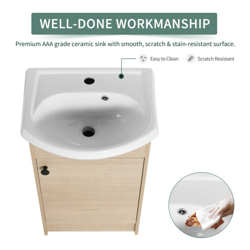 18" Freestanding Bathroom Vanity, Small Bathroom Vanity With Sink, Bathroom Vanity and Sink Combo