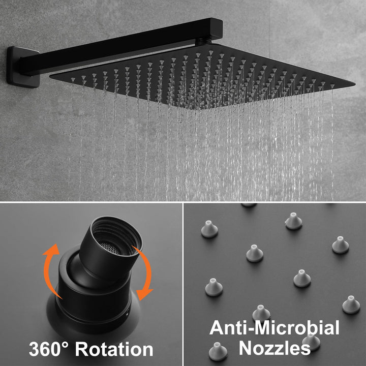 10 inch/ 12 inch 3-way Mixer  Rainfall Shower Head Faucet Tub Spout Tap with Handheld Spray
