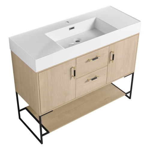 48" Bathroom Vanity Freestanding Design With Resin Sink