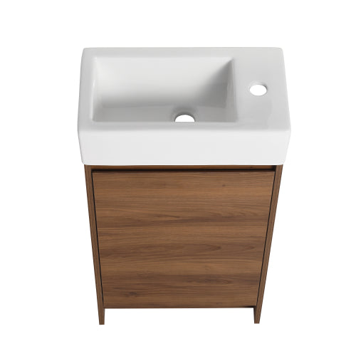 18" Freestanding Bathroom Vanity With Single Sink, Soft Closing Doors, Suitable For Small Bathrooms