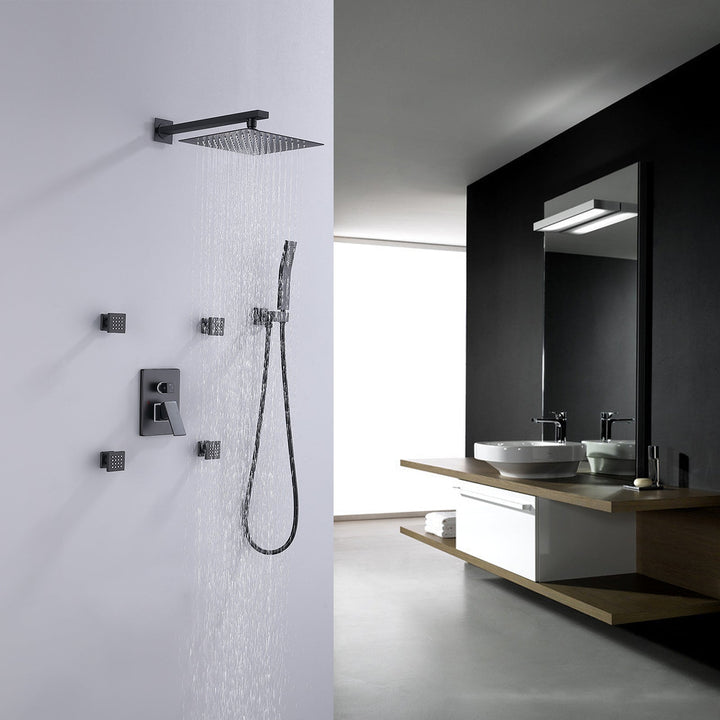 10 inch Shower Faucet Set with 4 PCS Shower Body Sprayer Jets