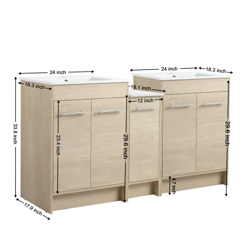60 Inch Bathroom Cabinet With Sink, Soft Close Doors