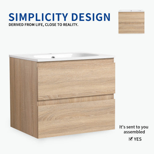 24" Bathroom Vanity With Gel Basin Top