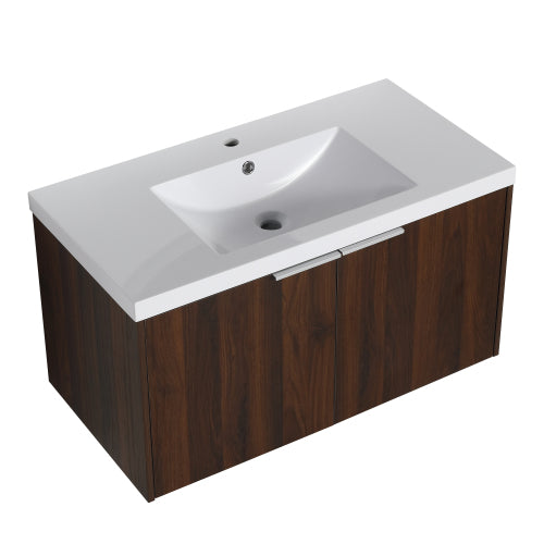 36" Modern Design Float Mounting Bathroom Vanity With Sink Soft Close Door
