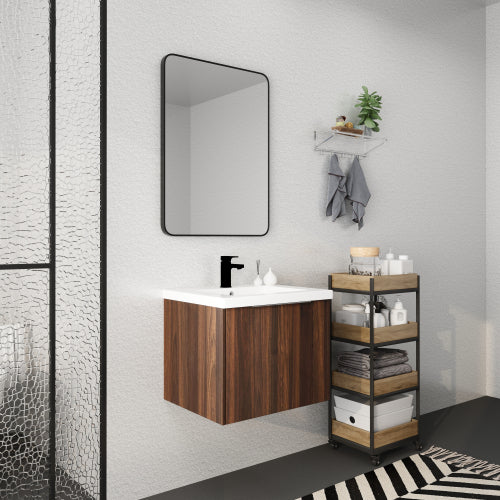 24"  Bathroom Cabinet With Sink,Soft Close Doors,Float Mounting Design For Small Bathroom