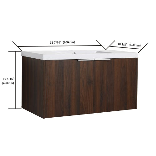 36" Modern Design Float Mounting Bathroom Vanity With Sink Soft Close Door