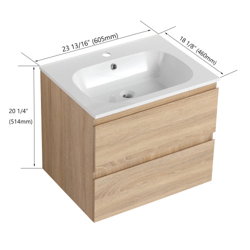 24" Bathroom Vanity With Gel Basin Top