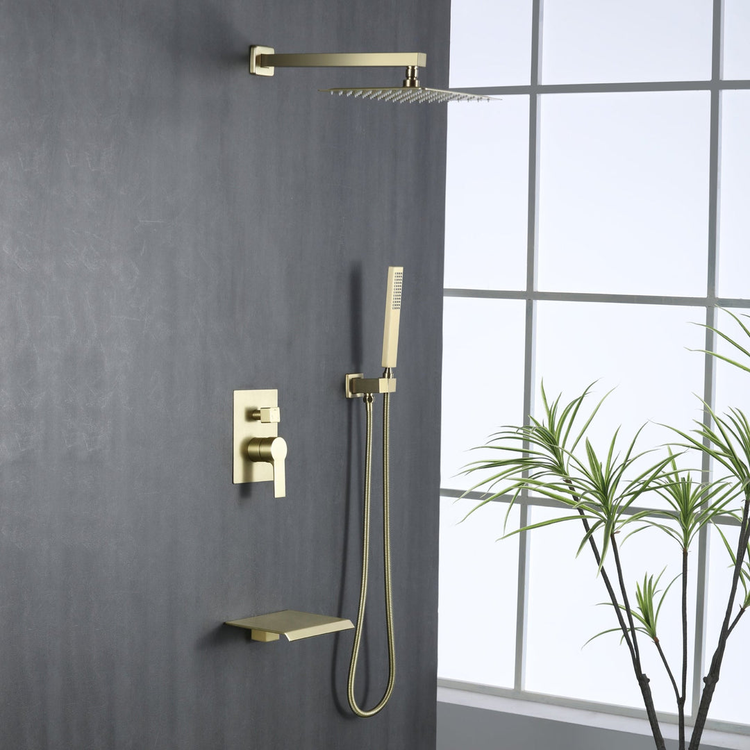 10 inch/ 12 inch 3-Spray Patterns with 1.8 GPM Wall Mount Dual Shower Heads with Waterfall Spout
