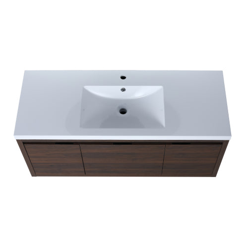 48 Inch Bathroom Cabinet With Sink,Soft Close Doors and Drawer,Float Mounting Design