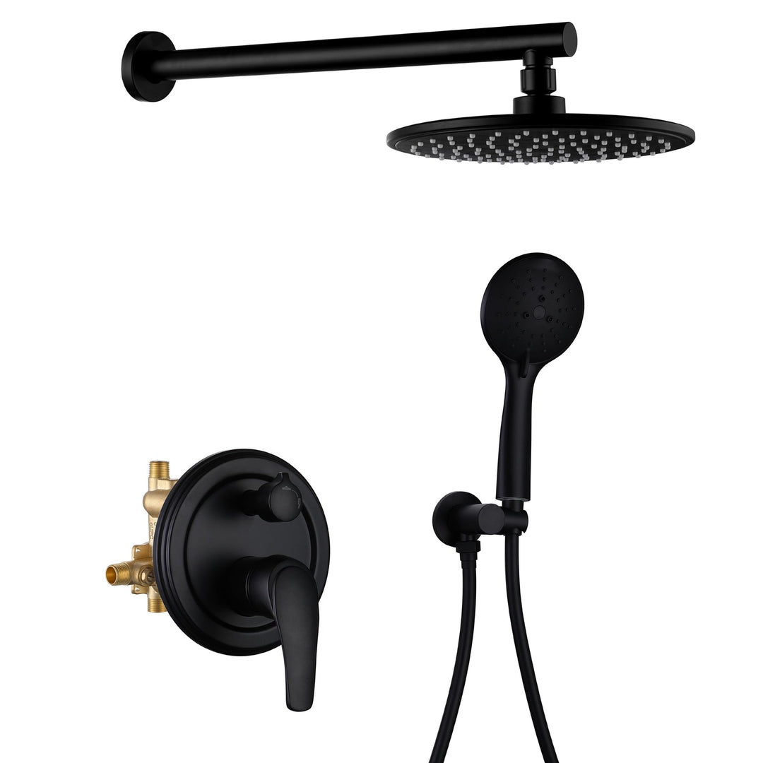 9inch/10inch/12inch 2-Spray Patterns with 1.8 GPM Wall Mount Dual Shower Heads with Hand Shower