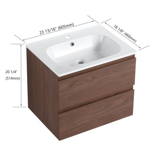 24" Bathroom Vanity With Gel Basin Top