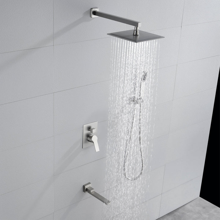 10 inch/ 12 inch 3-way Mixer  Rainfall Shower Head Faucet Tub Spout Tap with Handheld Spray