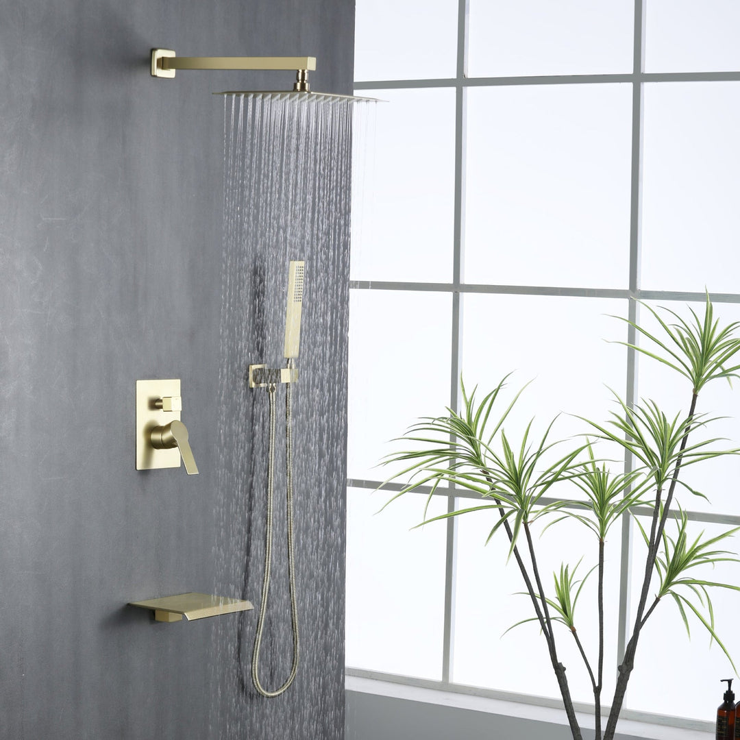 10 inch/ 12 inch 3-Spray Patterns with 1.8 GPM Wall Mount Dual Shower Heads with Waterfall Spout