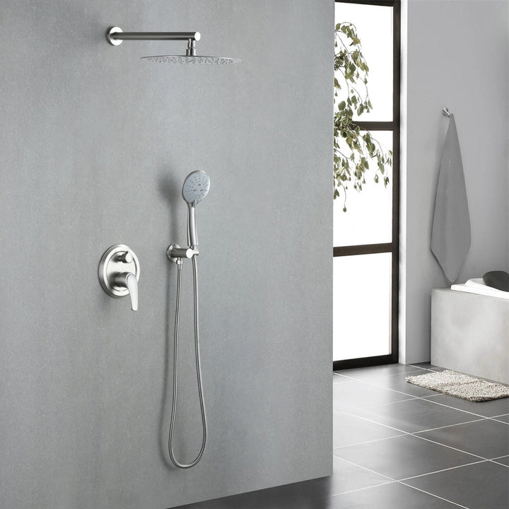 9inch/10inch/12inch 2-Spray Patterns with 1.8 GPM Wall Mount Dual Shower Heads with Hand Shower