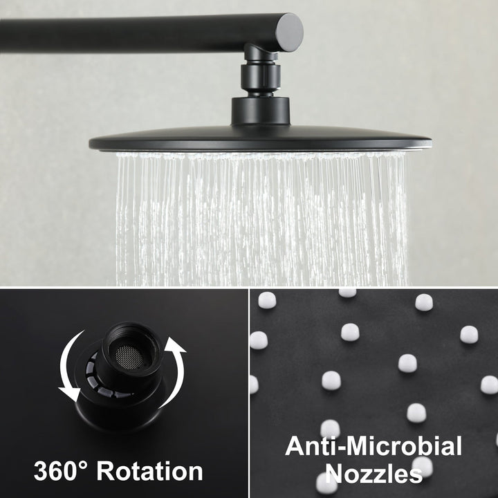8 inch/ 9 inch 1-Spray Patterns with 2.1 GPM Wall Mount Fixed Shower Head with Valve Included