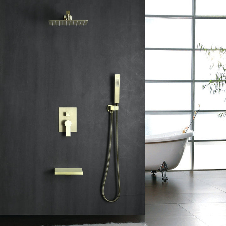 10 inch/ 12 inch 3-Spray Patterns with 1.8 GPM Wall Mount Dual Shower Heads with Waterfall Spout