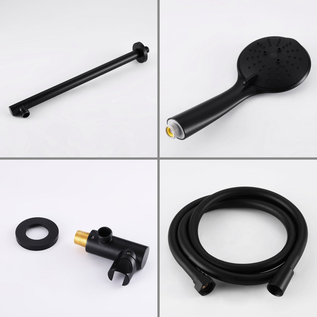 9inch/10inch/12inch 2-Spray Patterns with 1.8 GPM Wall Mount Dual Shower Heads with Hand Shower