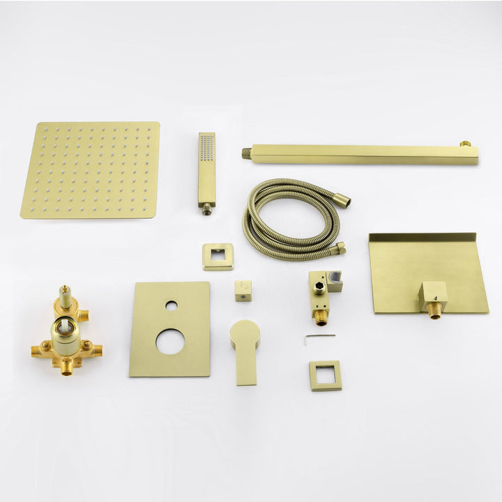 10 inch/ 12 inch 3-Spray Patterns with 1.8 GPM Wall Mount Dual Shower Heads with Waterfall Spout