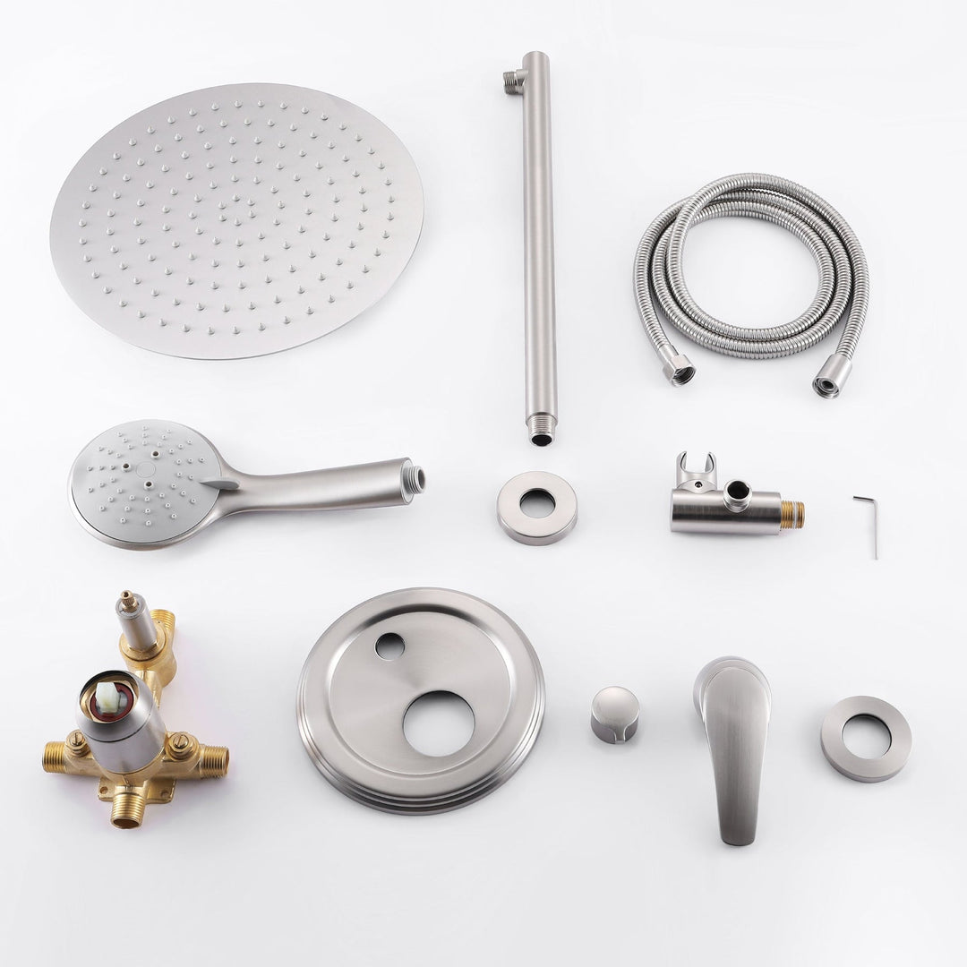 9inch/10inch/12inch 2-Spray Patterns with 1.8 GPM Wall Mount Dual Shower Heads with Hand Shower