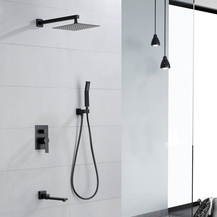 10 inch/ 12 inch 3-way Mixer  Rainfall Shower Head Faucet Tub Spout Tap with Handheld Spray